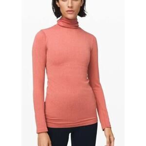 Lululemon Sz 6 Yin Vibes Turtleneck Copper Long Sleeve Stretch Ribbed Base Layer